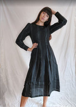 WDTS  - Tilly dress - Black Linen with a grey thread