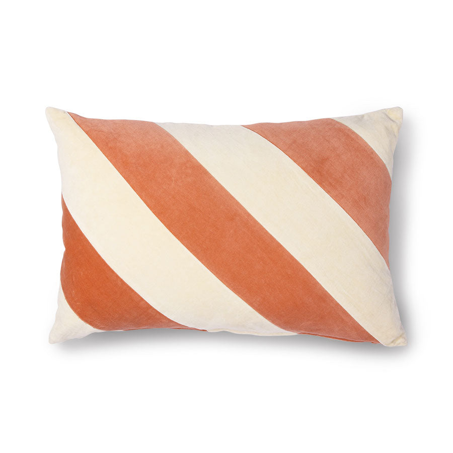 striped cushion velvet peach/cream (40x60)