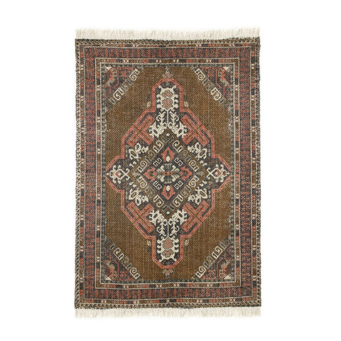 Printed Cotton/Jute Rug - Stonewashed