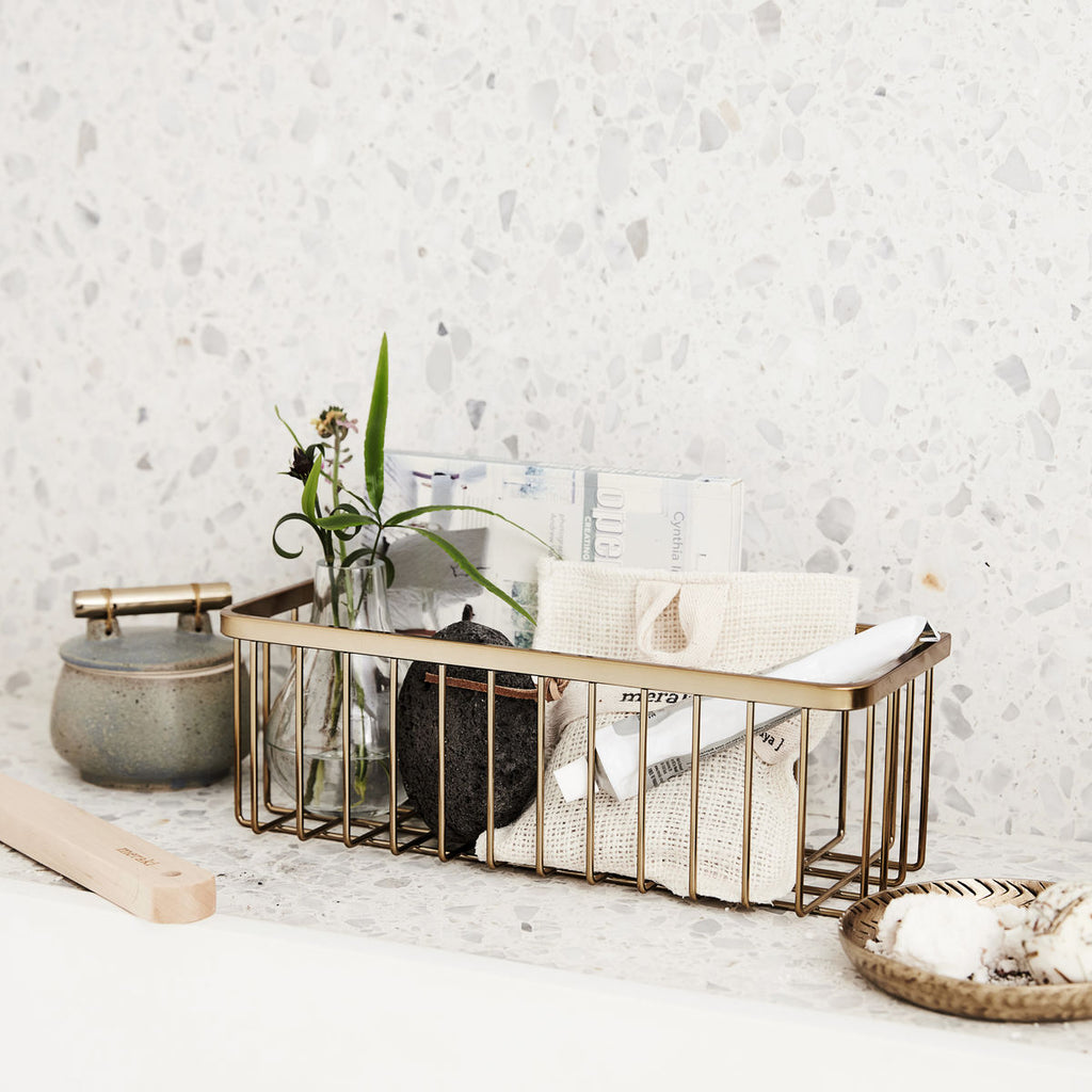 Brushed Brass Bath Basket