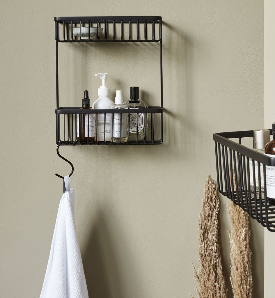 Double Bath Basket Shelf - Black